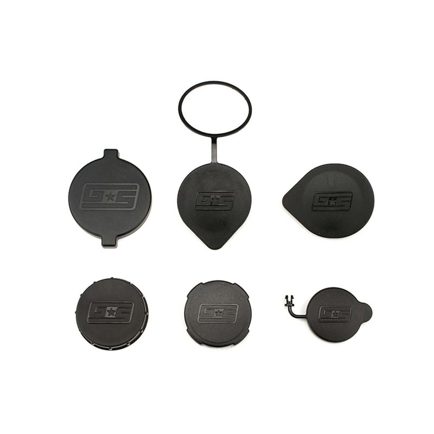 GrimmSpeed Engine Bay Reservoir Cap Set BLACK - 2002-2021 Subaru WRX/STI/FXT/OBXT/LGT
