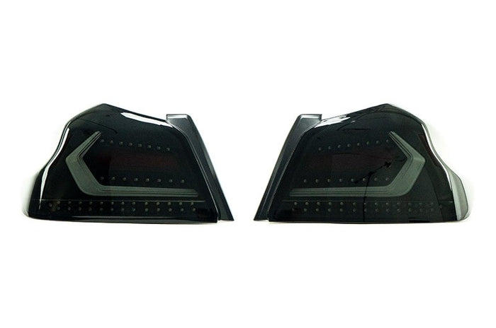 OLM Evolution Tail Lights (Smoke Lens, Black Base, White Bar) - 2015-2021 Subaru WRX / STI