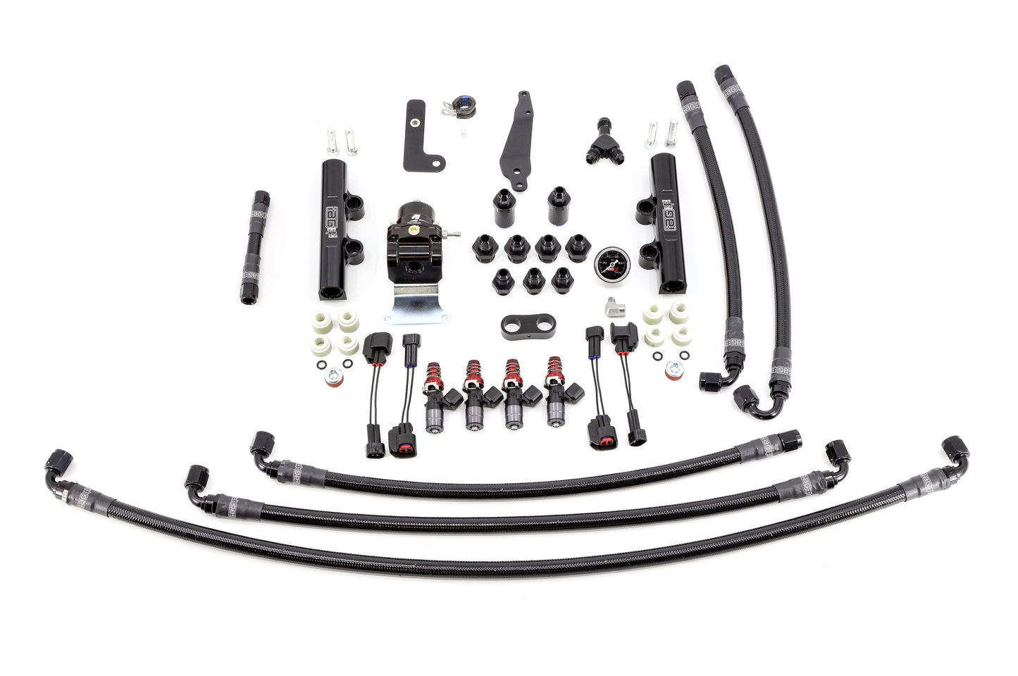 IAG PTFE Flex Fuel System Kit w/ 1300cc Injectors, Lines, FPR, Black Fuel Rails - 2008-2021 Subaru STI