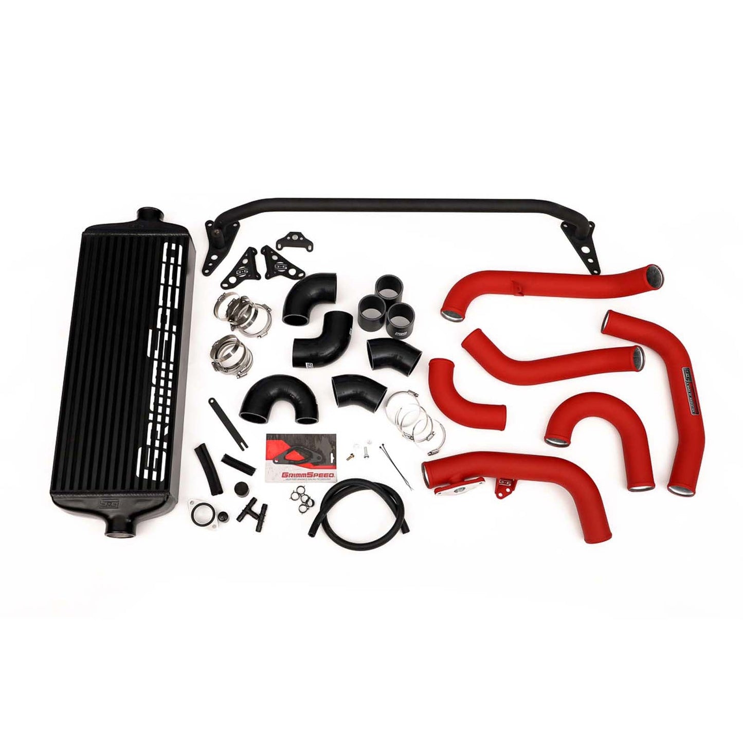 GrimmSpeed Front Mount Intercooler Kit Black Core w/ Red Piping - Subaru STI 2015 - 2020