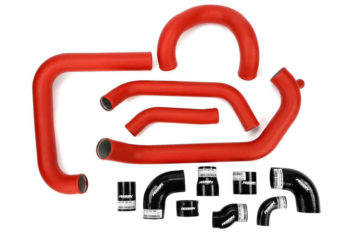 PERRIN Boost Tube Kit Red Piping Black Couplers - 2015-2021 Subaru STI