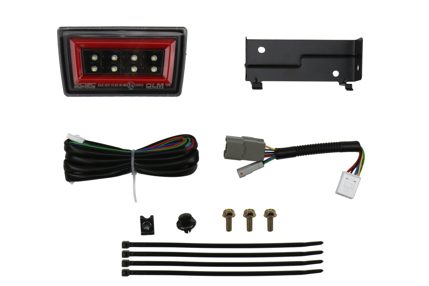 OLM NB+R F1 Rear Brake Light Clear Lens / Black Base / Red Bar - 2015-2021 Subaru WRX / STI