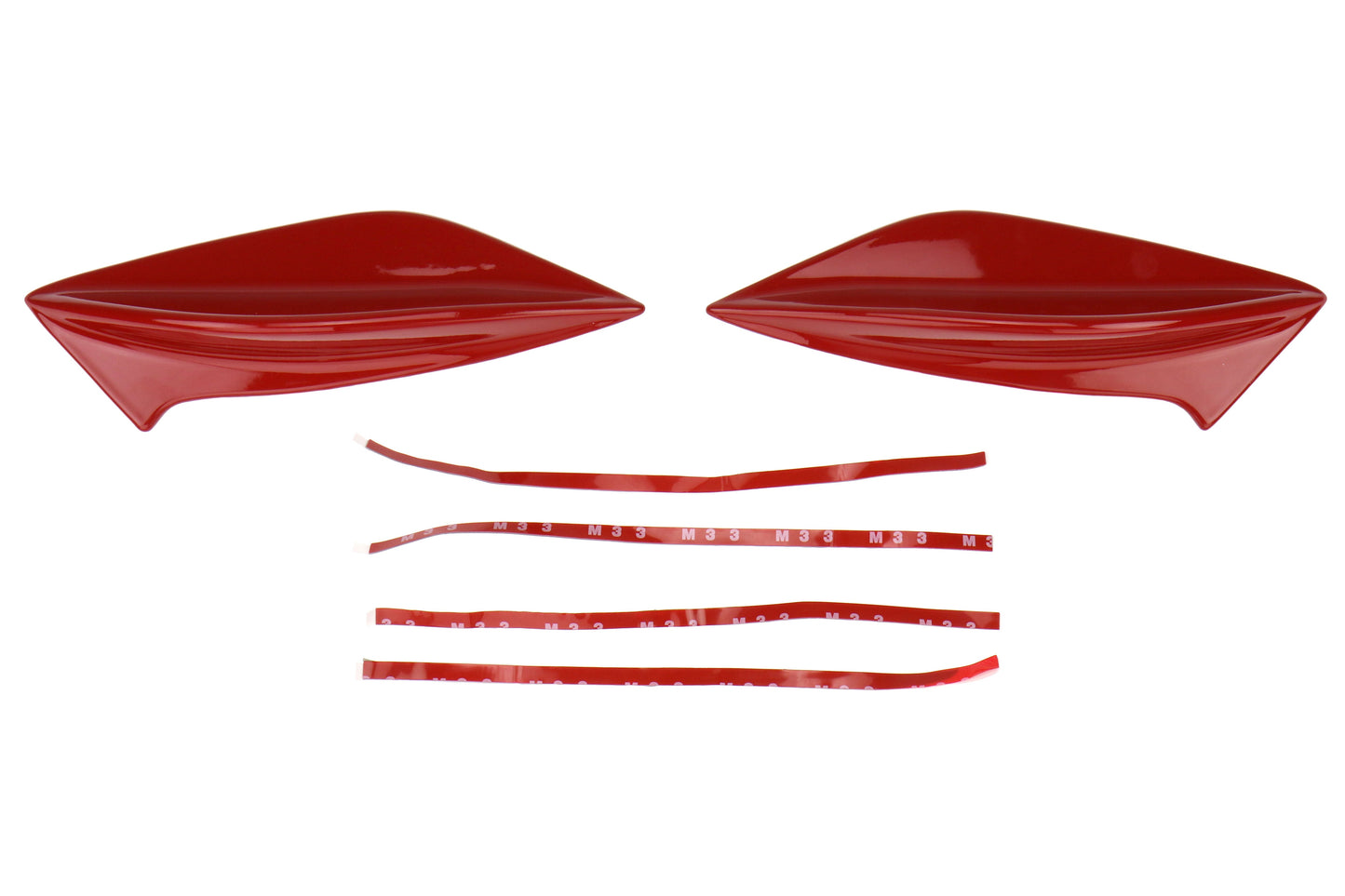 OLM STI Spoiler Side Fins - Lightning Red (C7P) - 2015-2021 Subaru STI / WRX (With STI Wing)