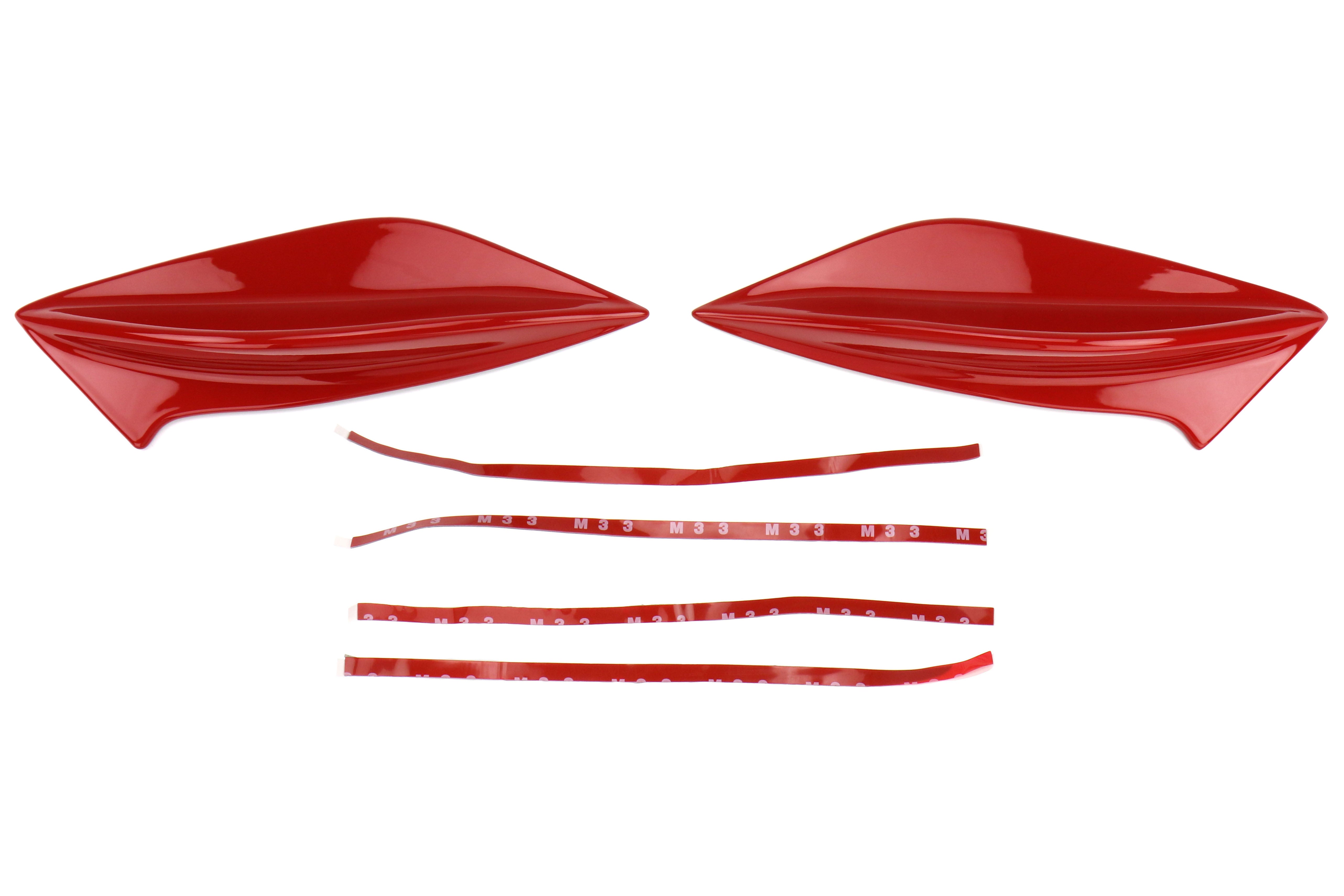 OLM STI Spoiler Side Fins - Pure Red (M7Y) - 2015-2021 Subaru STI / WRX (With STI Wing)