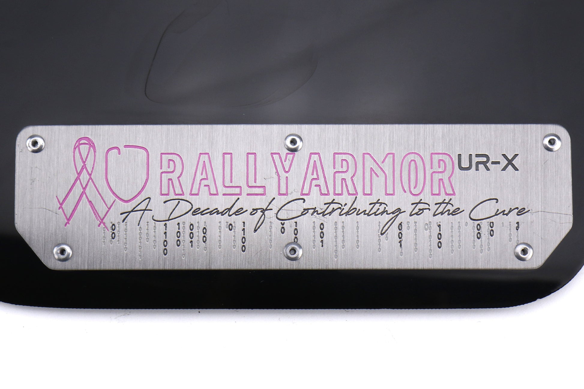 Rally Armor UR Mudflaps Breast Cancer Awarness Black w/ Silver Emblem - 2015-2021 Subaru WRX / STI