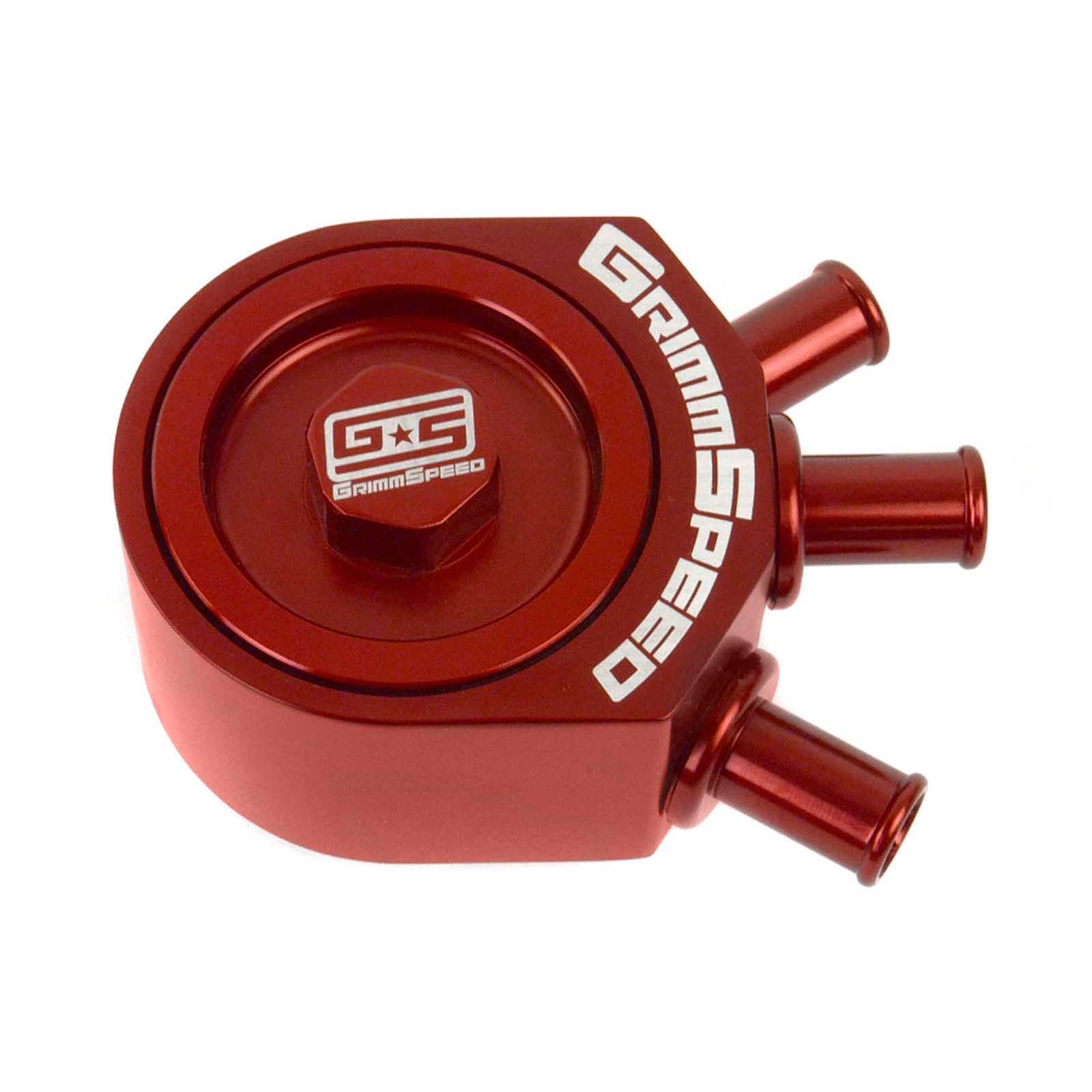 GrimmSpeed Air Oil Separator Red - 2002-2007 Subaru WRX / 2004-2021 STI
