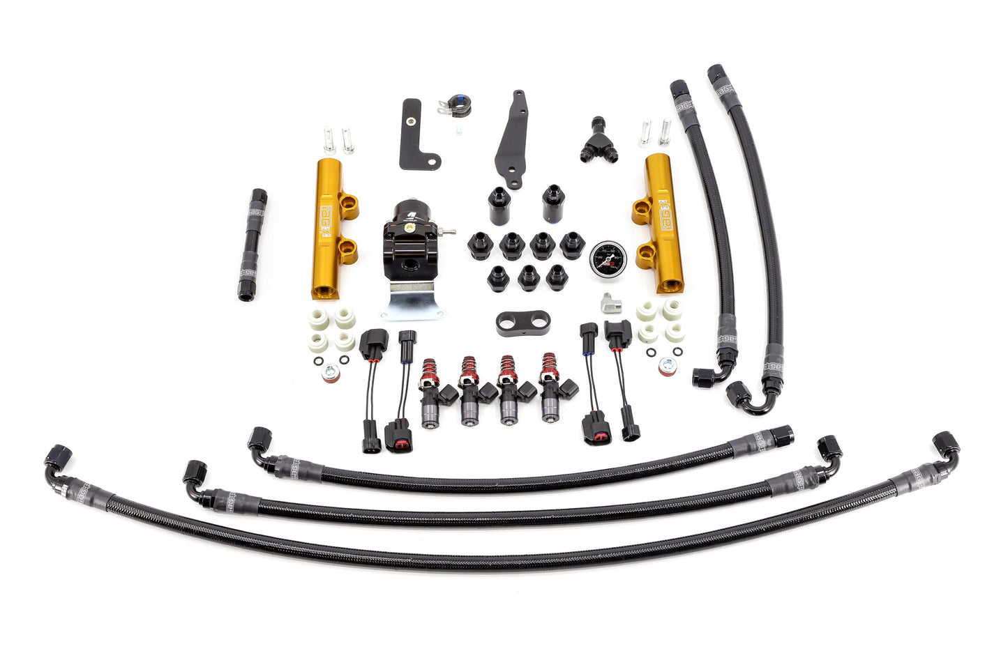 IAG PTFE Fuel System Kit w/ 1700cc Injectors, Lines, FPR, Gold Fuel Rails - 2008-2021 Subaru STI
