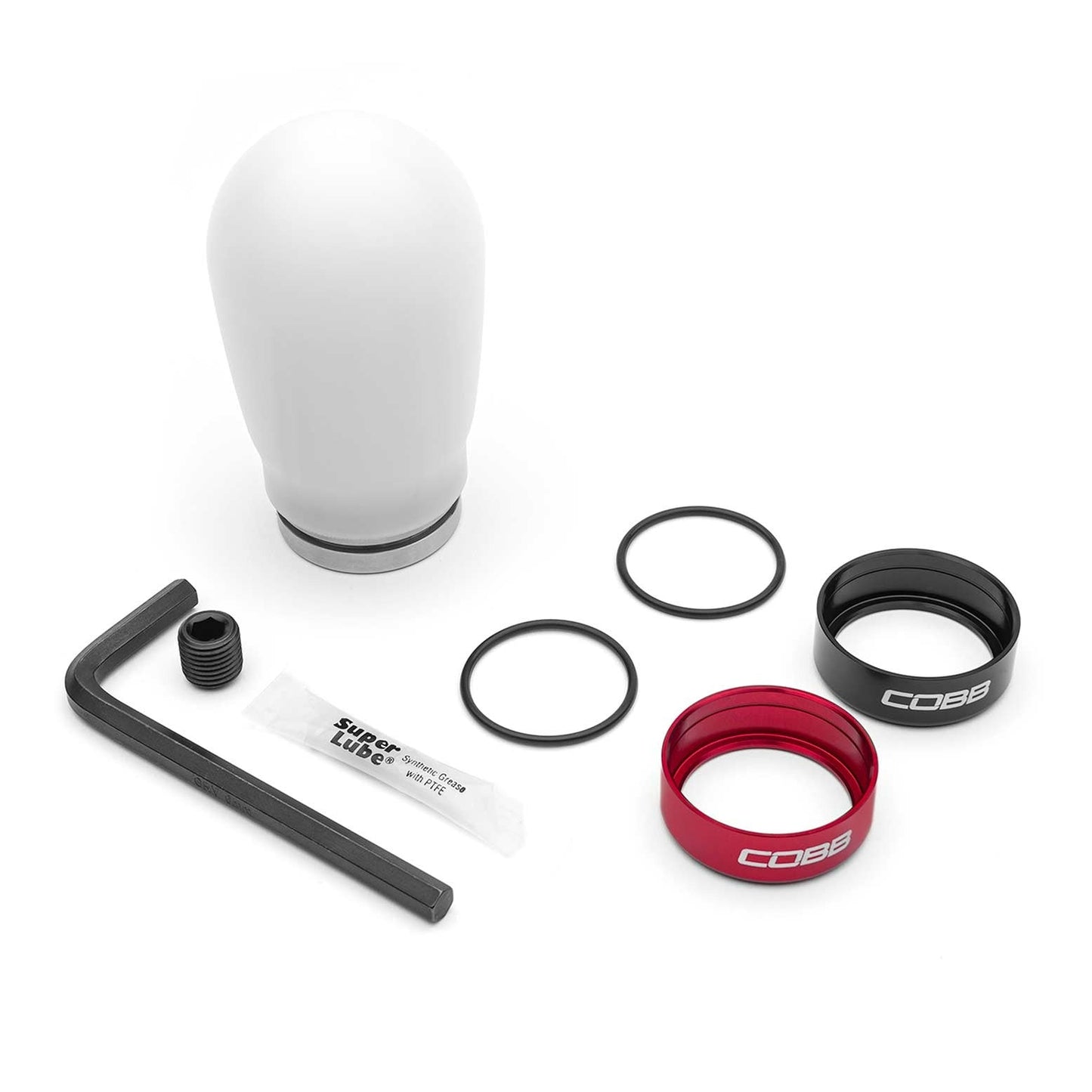 COBB Tall Weighted Shift Knob - White - 2013-2016 Scion FR-S / 2013-2024 Subaru BRZ / 2017-2024 Toyota GT-86/GR86 / 2013-2018 Ford Focus / 2014-2019 Ford Fiesta (Manual Models Only)
