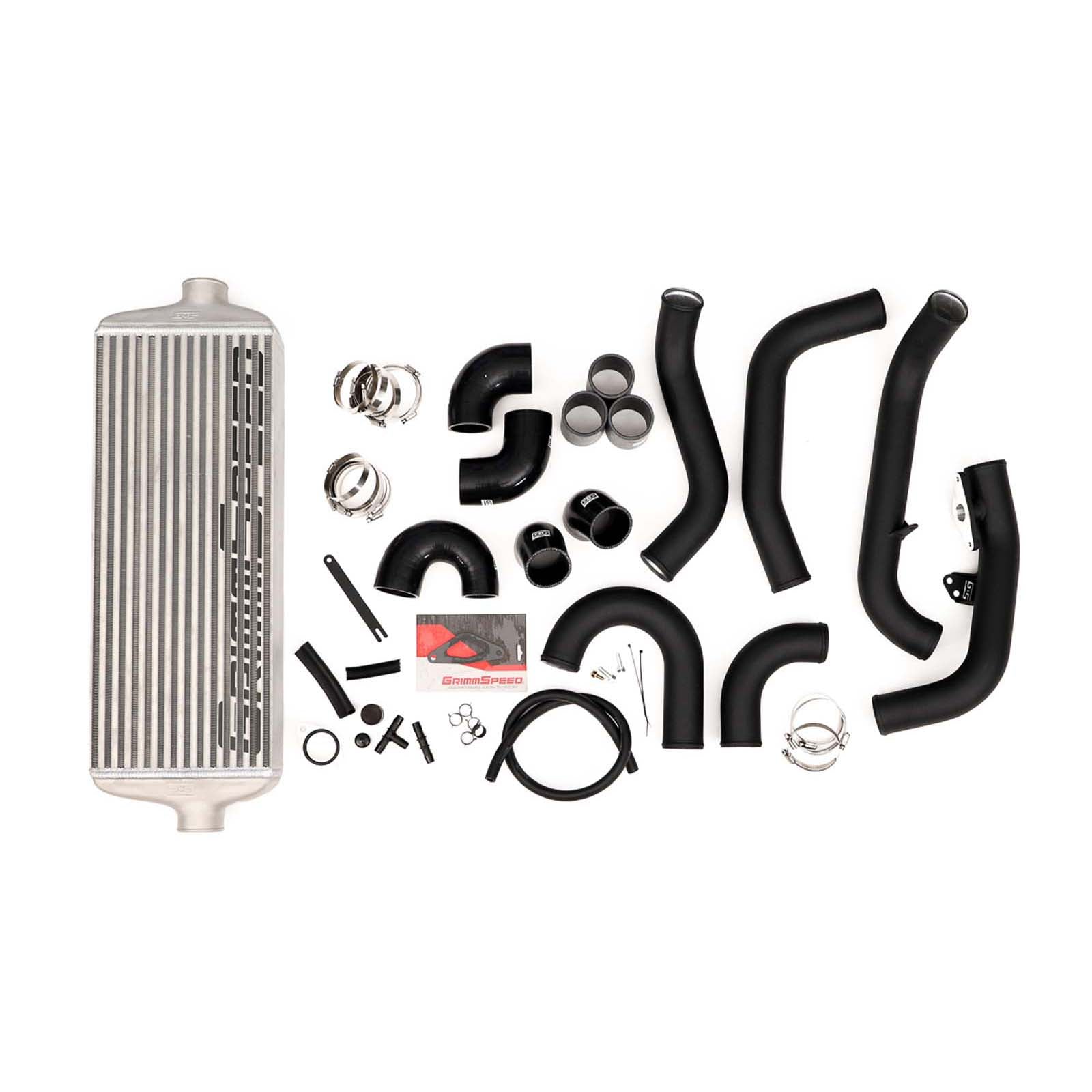 GrimmSpeed Front Mount Intercooler Kit Silver Core w/ Black Piping - 2015-2021 Subaru STI
