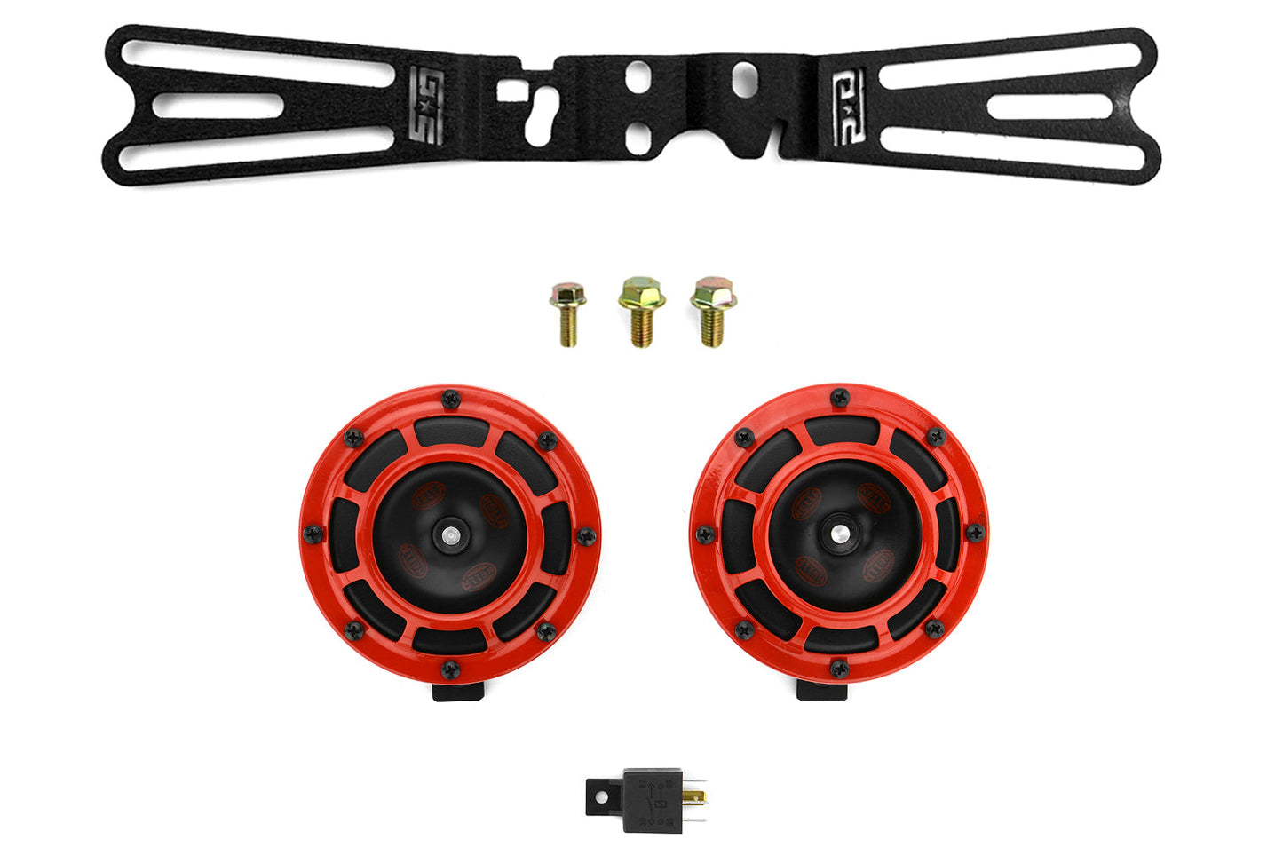 Hella Horns with Grimmspeed Brotie Mounting Bracket - 2002-2021 Subaru WRX / STI