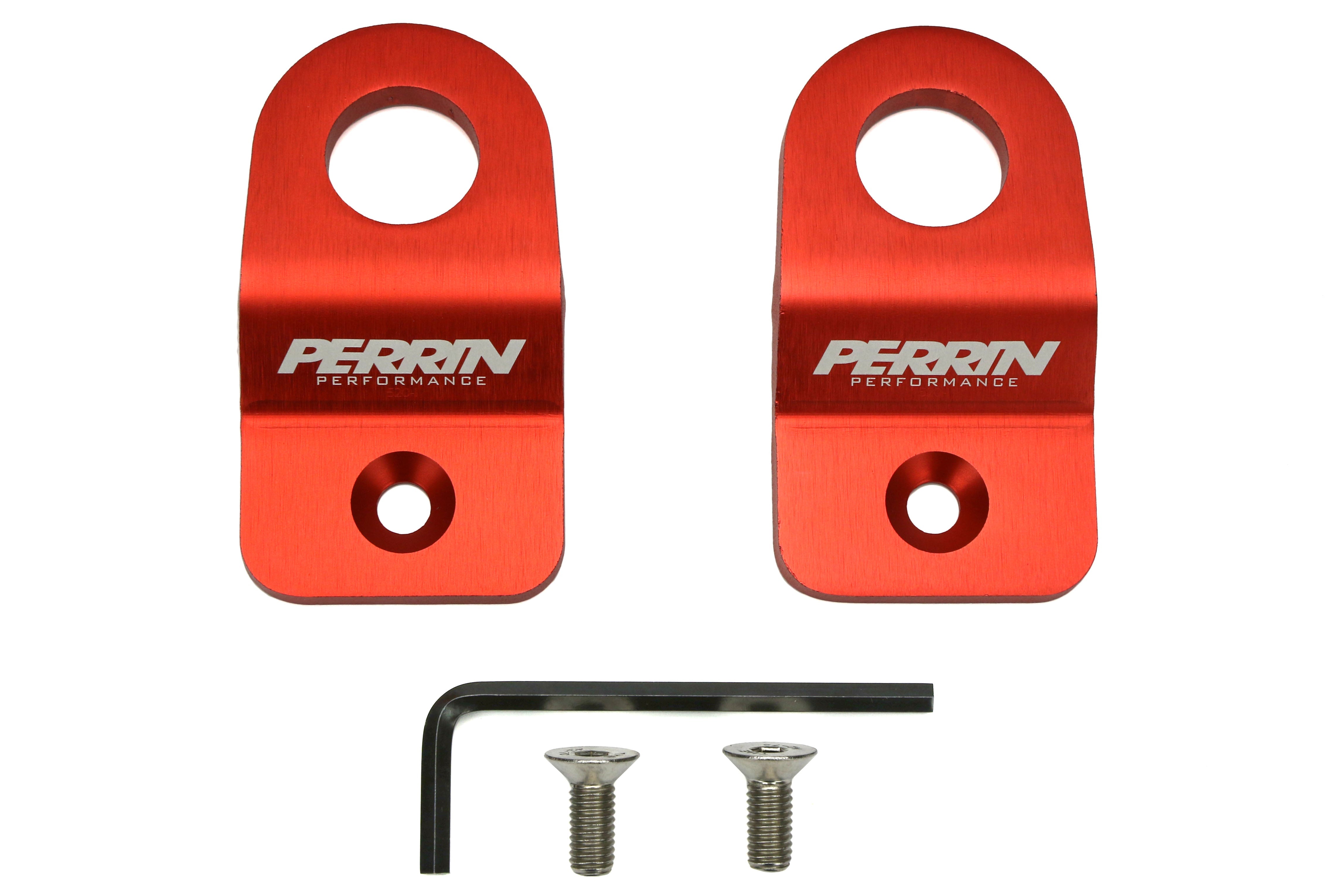 PERRIN Upper Radiator Bracket Set Red - 2008-2014 Subaru WRX / STI