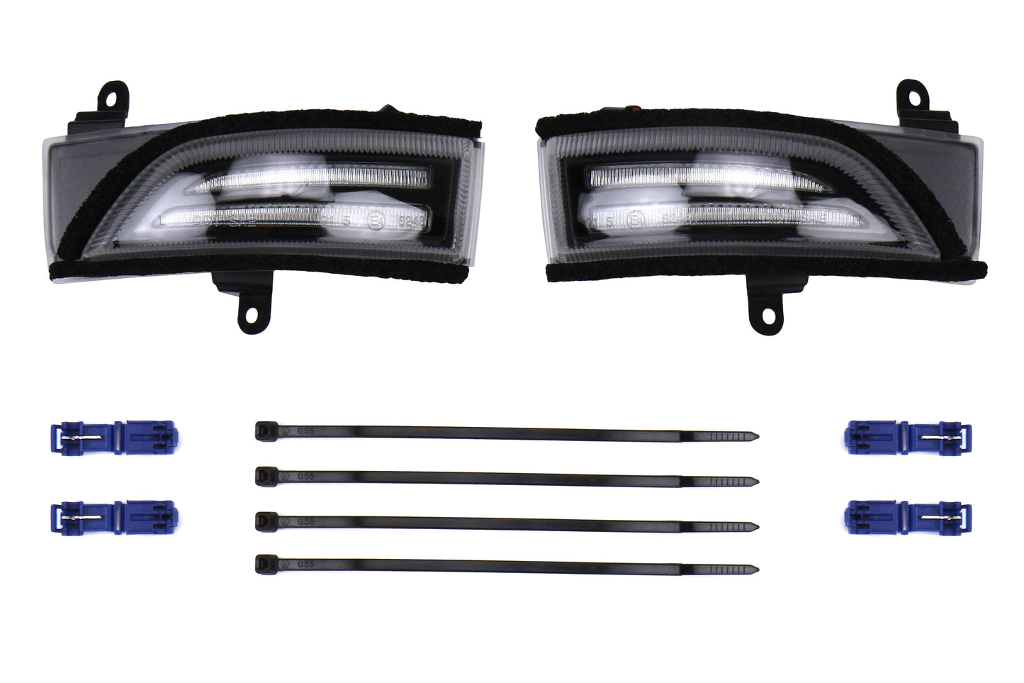 OLM Sequential Mirror Turn Signals with DRL's (Clear) - Subaru Models (Inc. 2015-2021 WRX / STI / Forester 2015-2018)