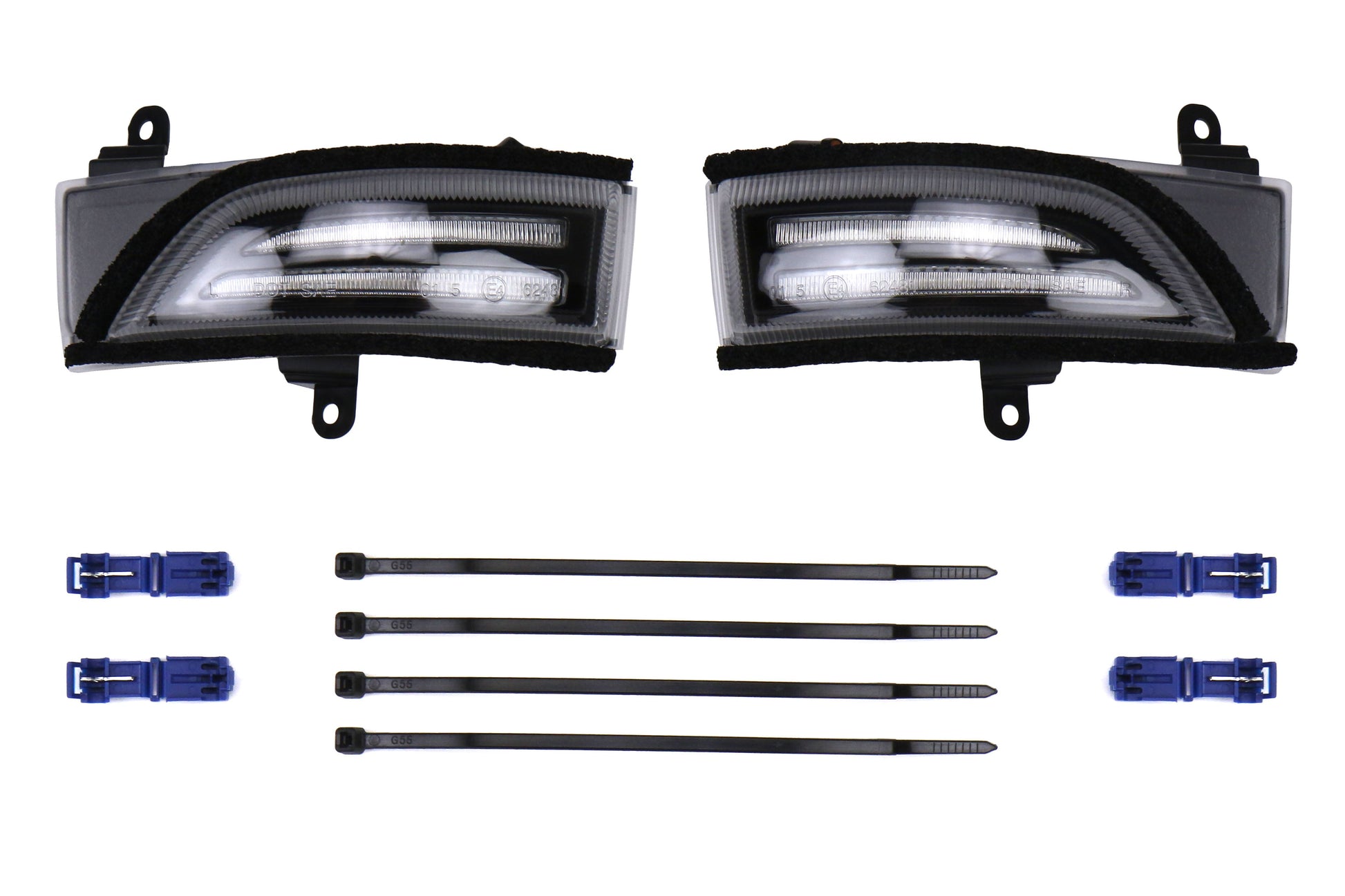 OLM Sequential Mirror Turn Signals with DRL's (Clear) - Subaru Models (Inc. 2015-2021 WRX / STI / Forester 2015-2018)