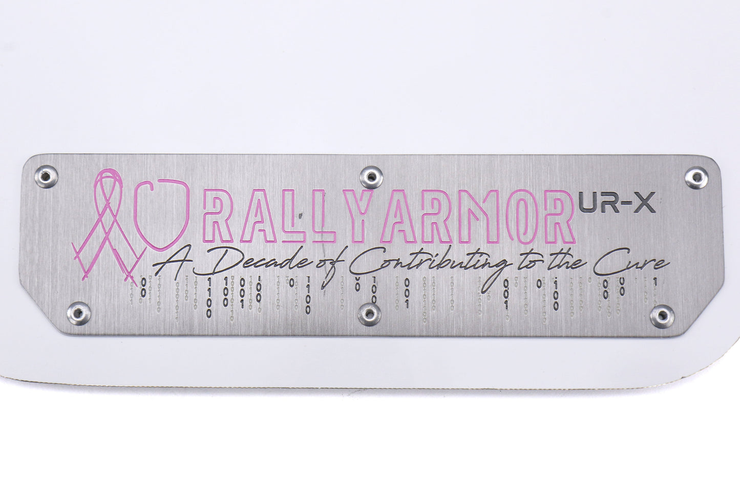 Rally Armor UR Mudflaps Breast Cancer Awarness White w/ Silver Emblem - 2015-2021 Subaru WRX / STI