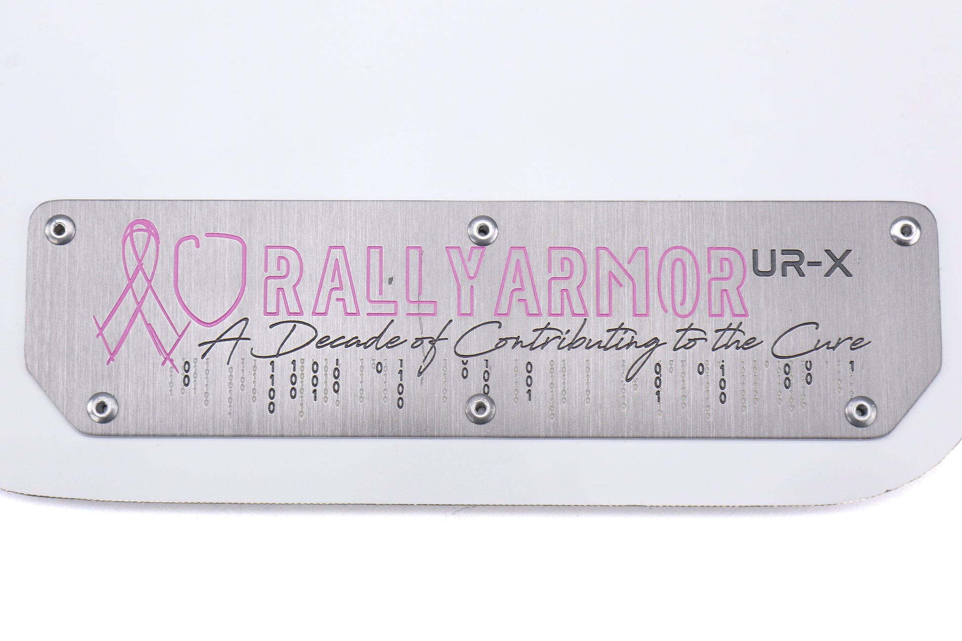 Rally Armor UR Mudflaps Breast Cancer Awarness White w/ Silver Emblem - 2015-2021 Subaru WRX / STI