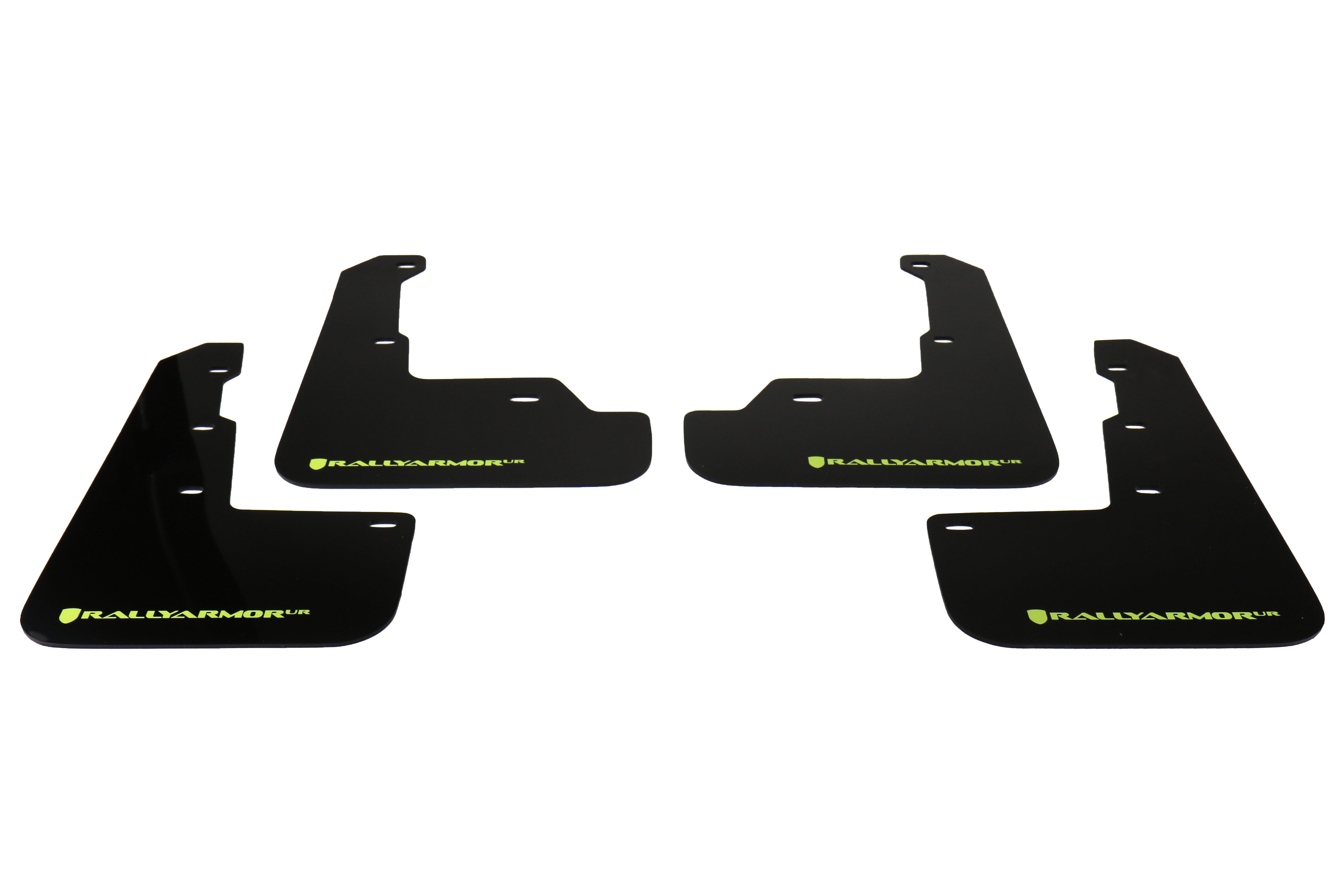 Rally Armor UR Mudflaps Black Urethane Caliper Green Logo - 2015-2024 Subaru WRX/STI