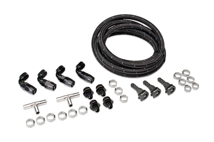 IAG Braided Fuel Line & Fitting Kit For IAG Top Feed Fuel Rails & OEM FPR w/ OEM 05 STI FPR - 2008-2021 Subaru STI