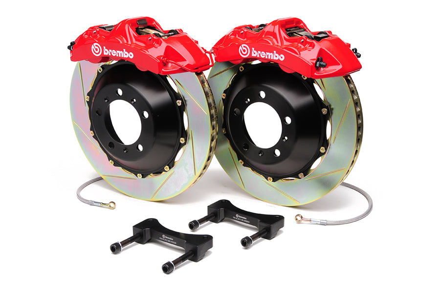 Brembo Gran Turismo 6 Piston Front Brake Kit Red Slotted Rotors - 2004-2017 Subaru STI / 2010-2012 Legacy GT/3.5R