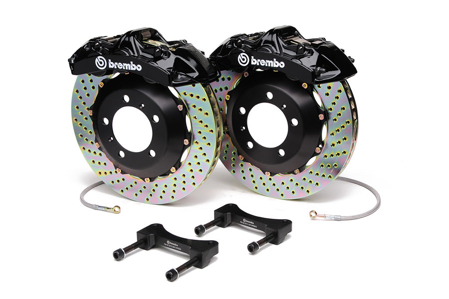 Brembo Gran Turismo 6 Piston Front Brake Kit Black Drilled Rotors - 2004-2017 Subaru STI / 2010-2012 Legacy GT/3.5R
