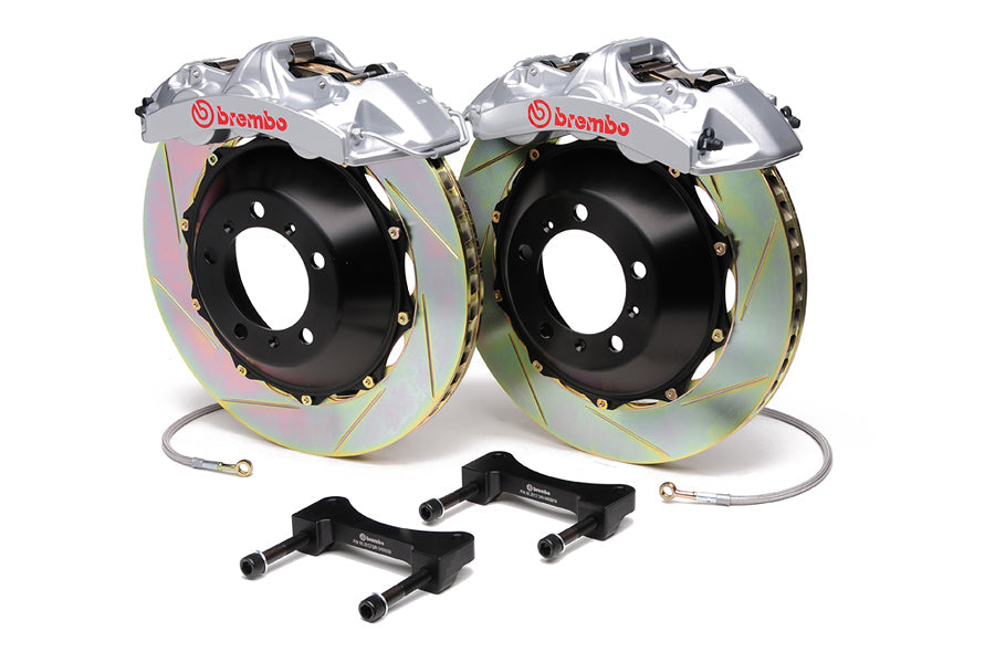 Brembo Gran Turismo 6 Piston Front Brake Kit Silver Slotted Rotors - 2004-2017 Subaru STI / 2010-2012 Legacy GT/3.5R