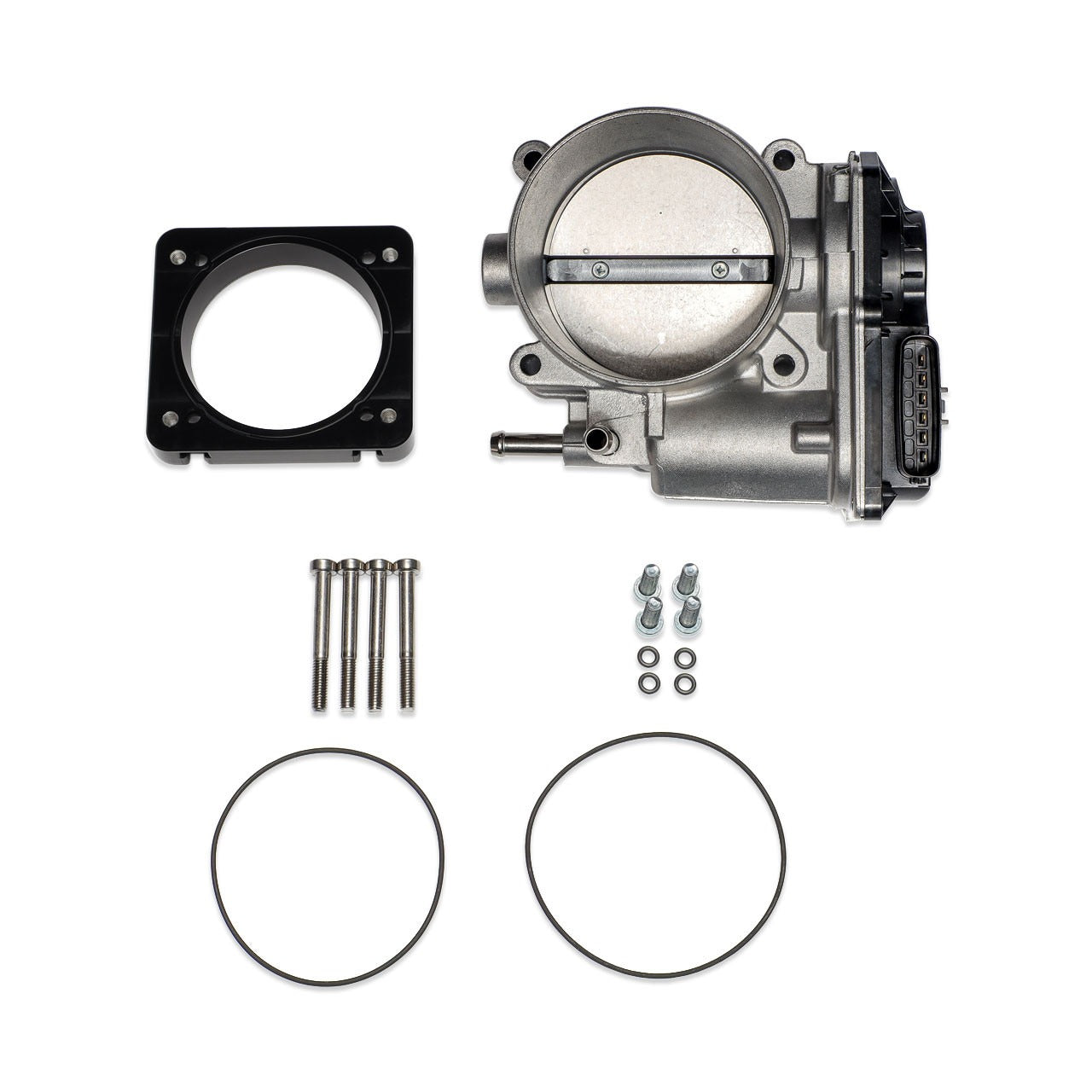 IAG Big Bore 76mm Throttle Body w/ Electronics & Adapter Package (For Use With Process West Intake Manifolds) - Black Adapter Plate - 2004-2021 Subaru STI / 2006-2007 WRX / 2004-2008 Forester XT
