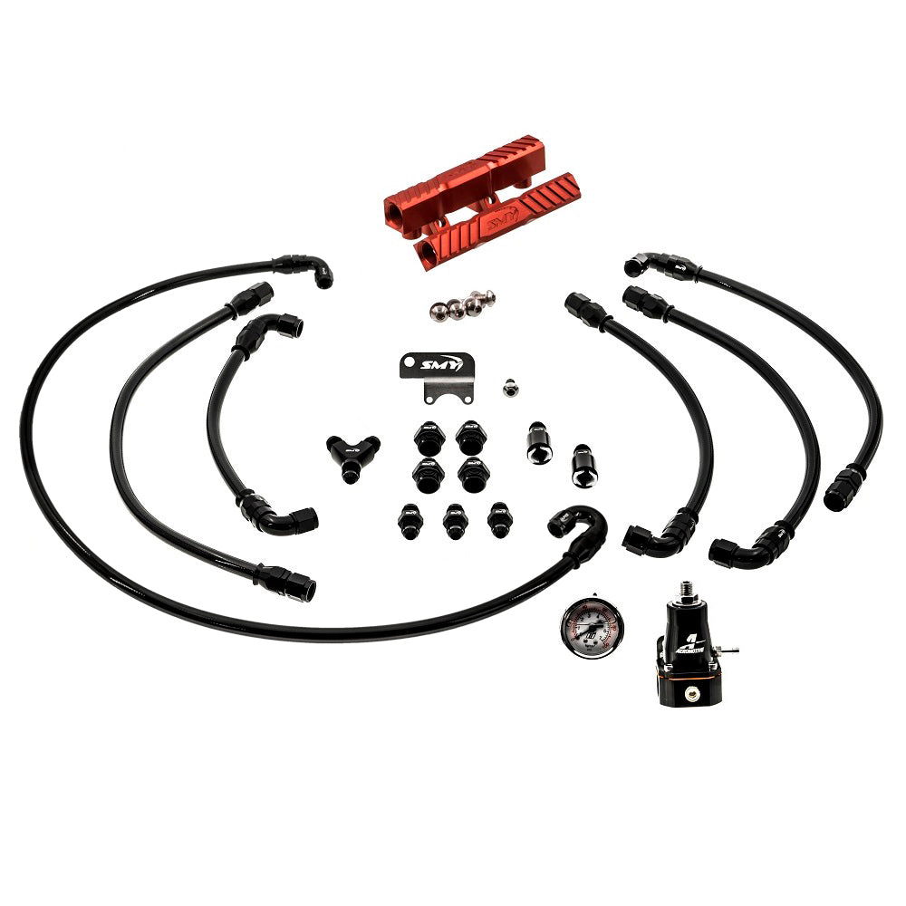 SMY V2 MAX Top Feed PTFE Fuel Line Kit Red Fuel Rails & Fuel Pressure Regulator  - 2002-2014 Subaru WRX / 2007-2021 Subaru WRX STI