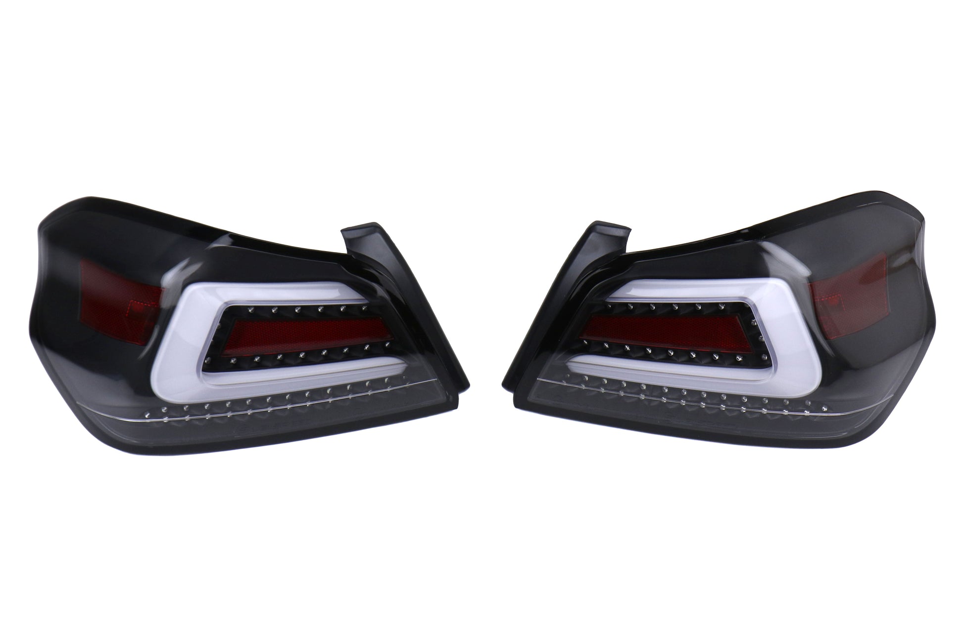 SubiSpeed USDM TR Style Sequential Tail Lights - Clear Lens/Black Base/White Bar - 2015-2021 Subaru WRX / STI