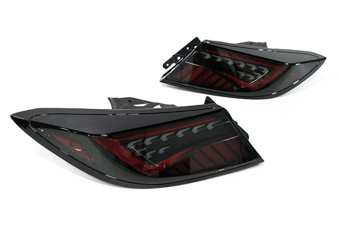 OLM Scythe Style LED Taillights (Smoke Lens, Black Base, Red Bar) - 2022-2024 Toyota GR86 / Subaru BRZ