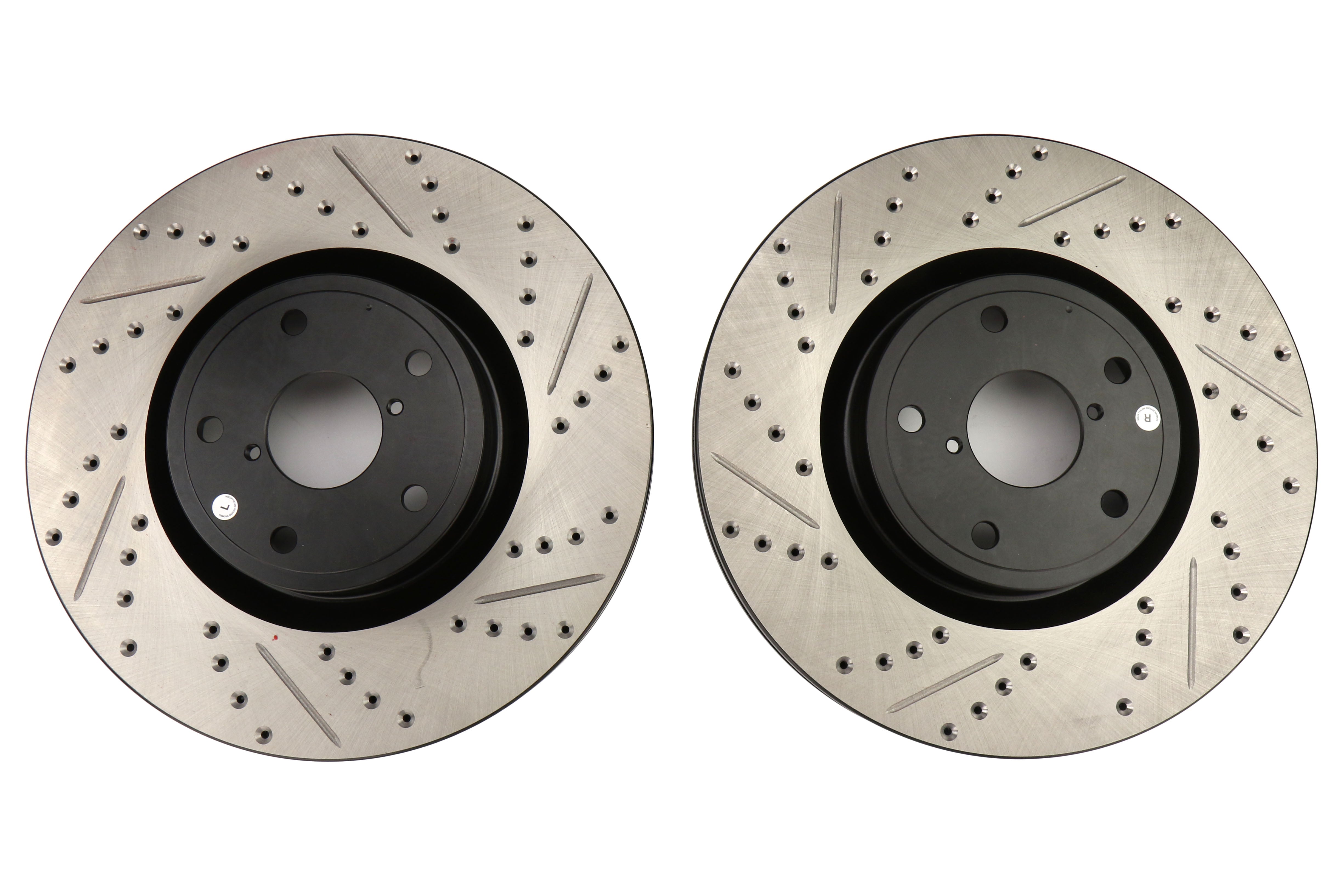 Stoptech Drilled and Slotted Rotor Pair Front - 2005-2017 Subaru STI
