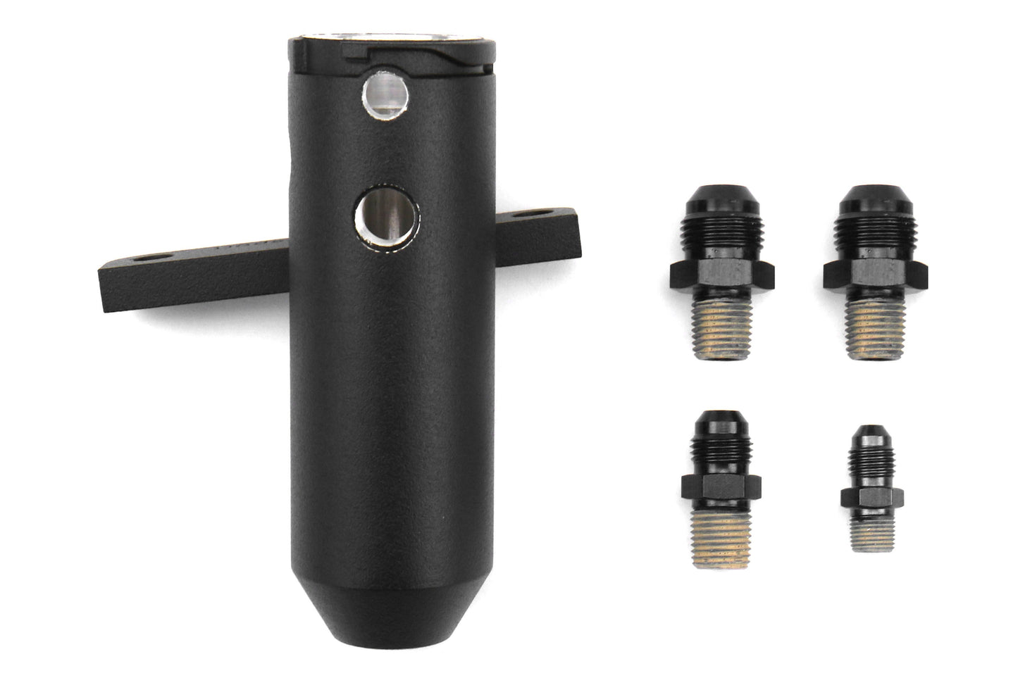 Killer B Motorsport Upper Coolant Reservoir w/ AN Fittings Black - Subaru Models (inc. 2002-2007 WRX / 2004-2021 STI)