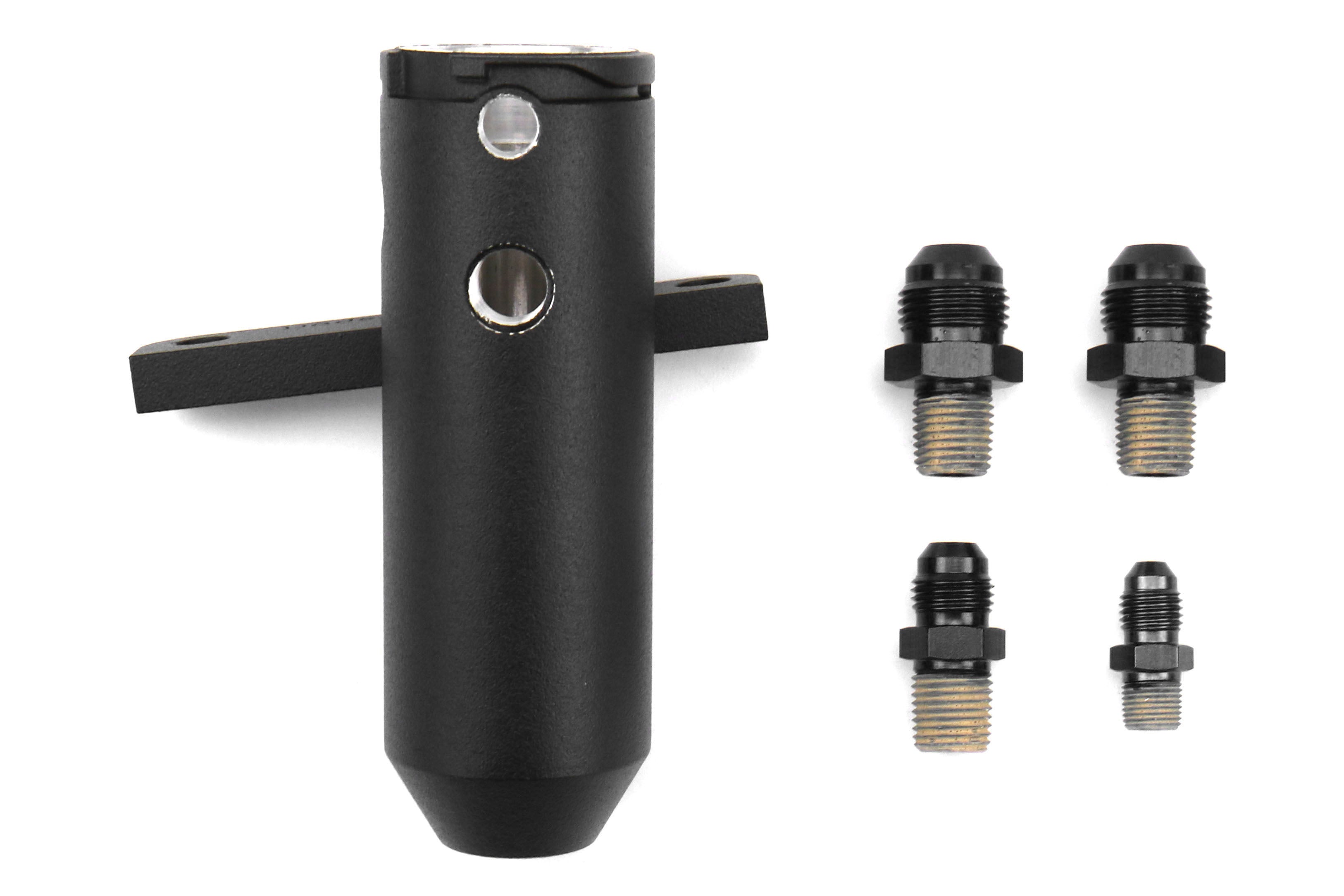 Killer B Motorsport Upper Coolant Reservoir w/ AN Fittings Black - Subaru Models (inc. 2002-2007 WRX / 2004-2021 STI)