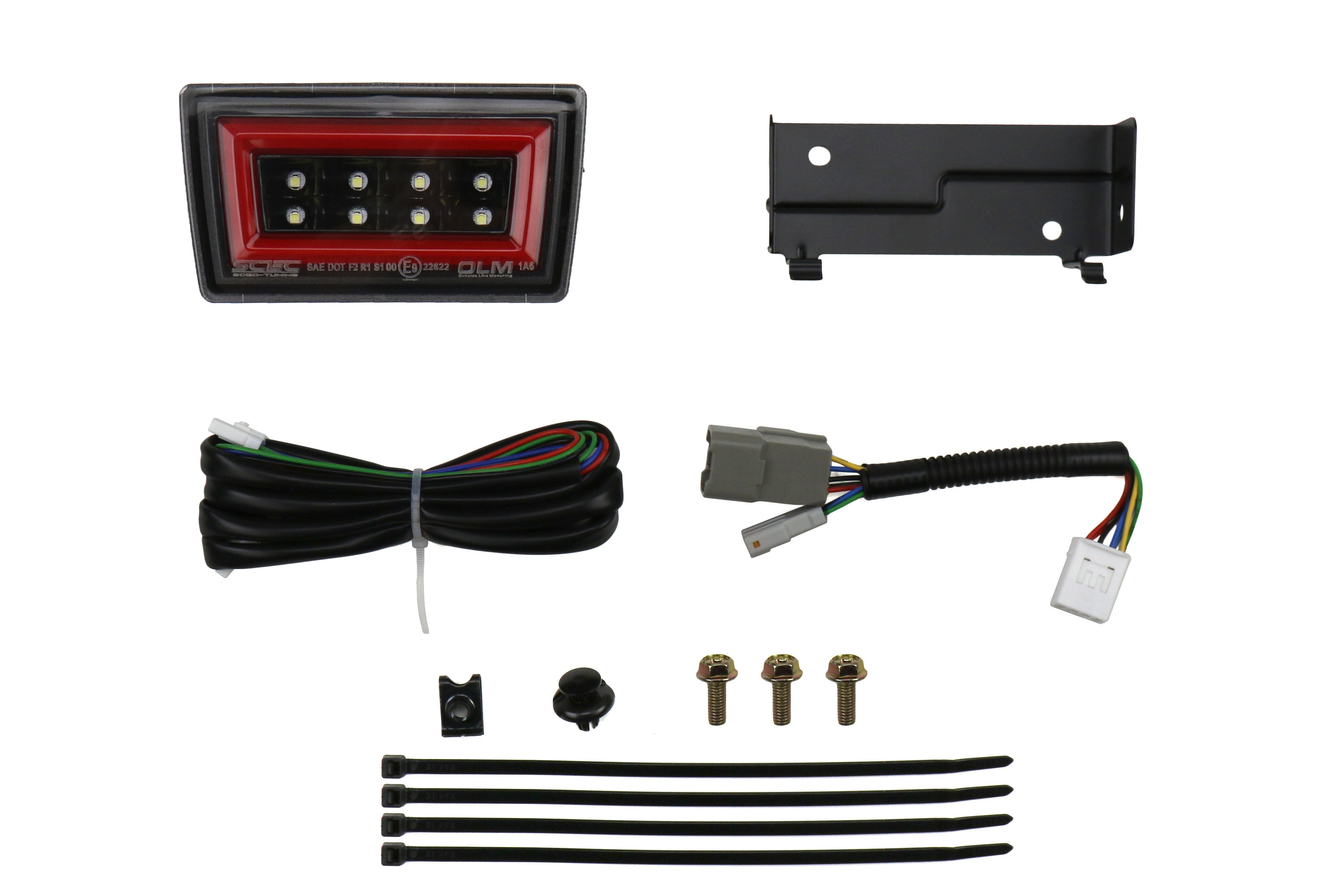 OLM NB+R F1 Rear Brake Light Clear Lens / Black Base / Red Bar - 2015-2021 Subaru WRX / STI