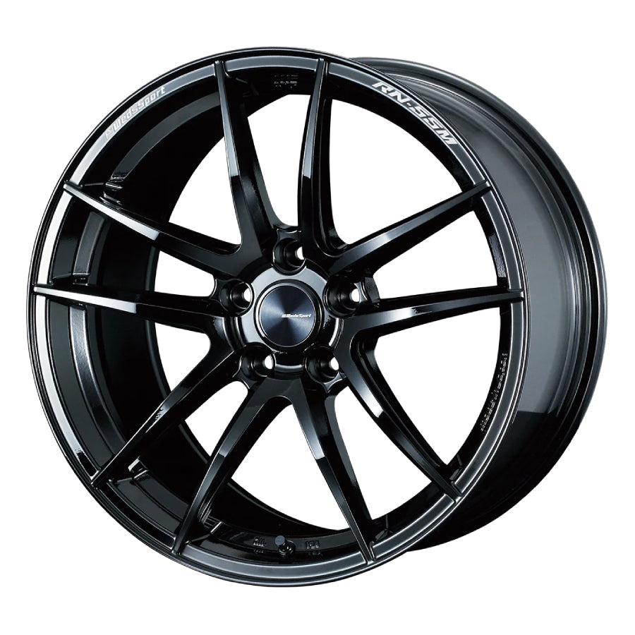 WedsSport RN-55M Gloss Black 18x9.5 +38 5x114.3 (Single Wheel) - 2015-2023 Subaru WRX / 2015-2021 STI / 2019-2023 Forester