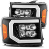 AlphaRex 07-13 GMC 1500HD NOVA LED Proj Headlights Plank - Jet Black w/Activ Light/Seq Signal/DRL