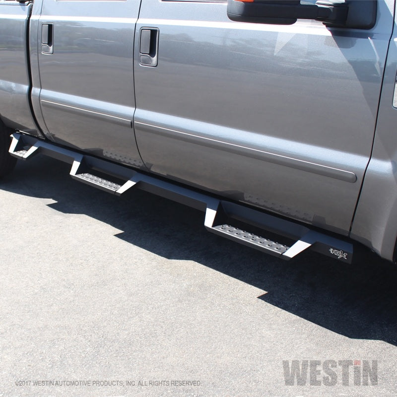 Westin 99-16 Ford F-250/350/450/550 CC (6.75ft Bed) HDX Drop Whl to Whl Nerf Step Bars - Text Blk