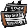 AlphaRex 07-13 Chevy Avalanche NOVA LED Proj Headlights Plank Style Matte Black w/Activ Light/DRL