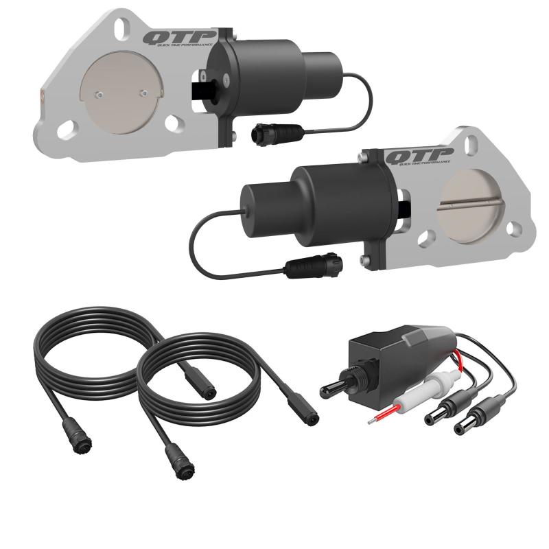 QTP 2.25in Bolt-On QTEC Dual Electric Cutout Valves - Pair